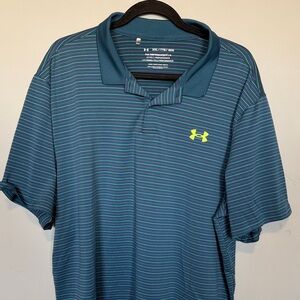 Under Armour Men's Teal and Green Striped Polo